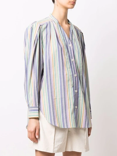 Isabel Marant Tiverna Striped Cotton Poplin Shirt In Purple
