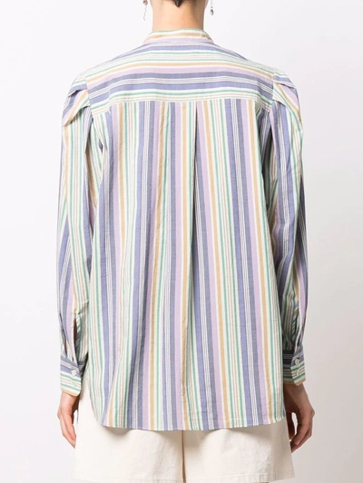 Isabel Marant Tiverna Striped Cotton Poplin Shirt In Purple