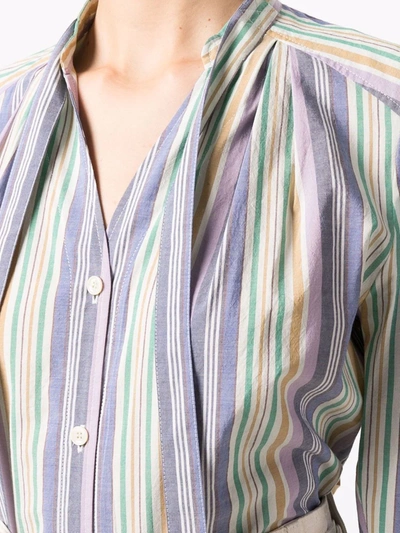 Isabel Marant Tiverna Striped Cotton Poplin Shirt In Purple