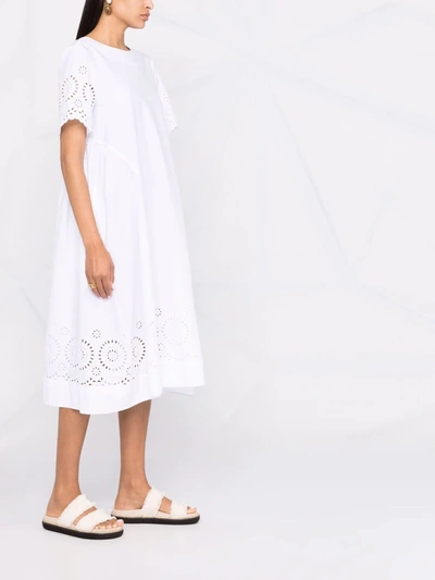 Shop P.a.r.o.s.h Broderie Anglaise Flared Dress In White