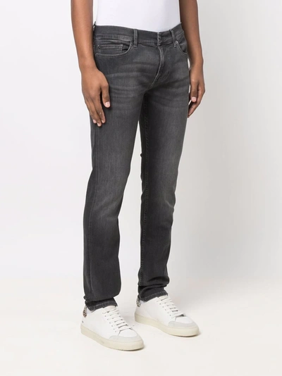 Shop 7 For All Mankind Low-rise Slim-fit Jeans In Grey