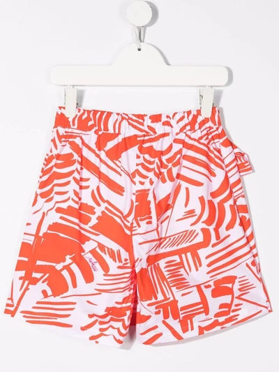 Shop Msgm Geometric-print Knee-length Shorts In White