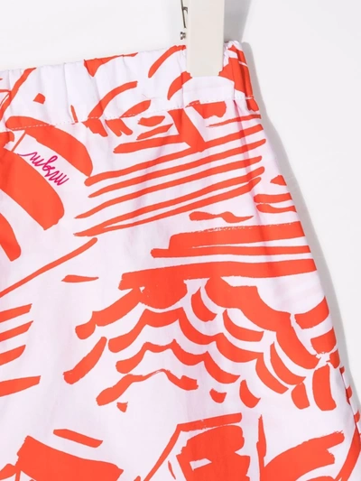Msgm Geometric-print Knee-length Shorts In White