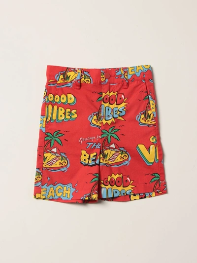 Shop Stella Mccartney Good Vibes  Cotton Shorts In Red