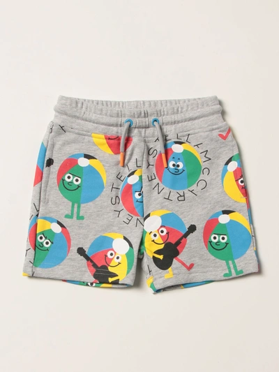 Shop Stella Mccartney Cotton Shorts With Print In Grey