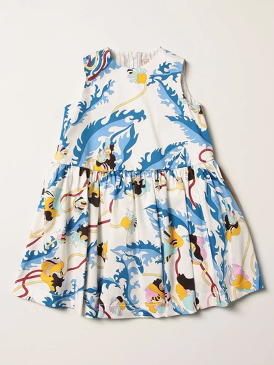 Shop Emilio Pucci Cotton Dress With Pattern In Multicolor