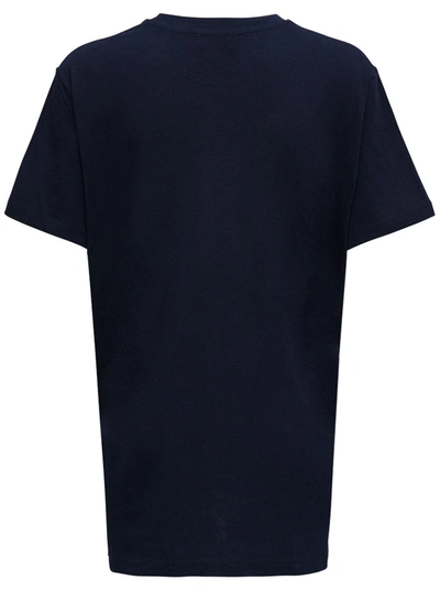 Shop Apc Blue Cotton T-shirt With Logo Print