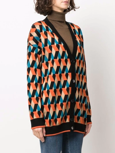 Shop La Doublej Geometric-pattern Cardigan In Schwarz