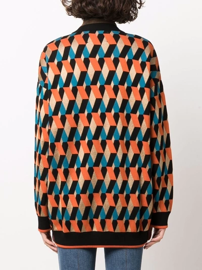 Shop La Doublej Geometric-pattern Cardigan In Schwarz