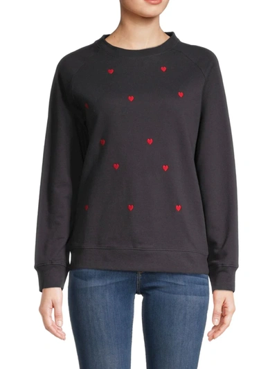 Shop South Parade Women's Rocky Heart-embroidery Sweatshirt In Smoke Black