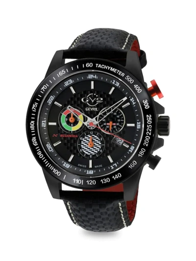 Shop Gv2 Men's Scuderia 45mm Stainless Steel & Leather Strap Chronograph Watch In Neutral