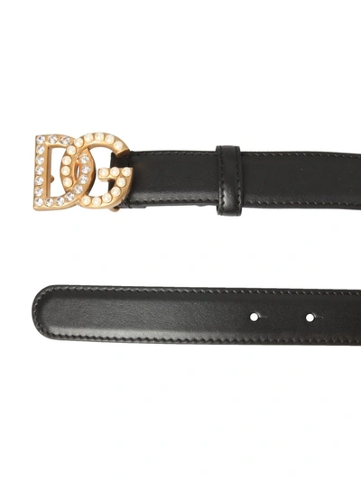 Shop Dolce & Gabbana Belt With Logo Buckle In Black