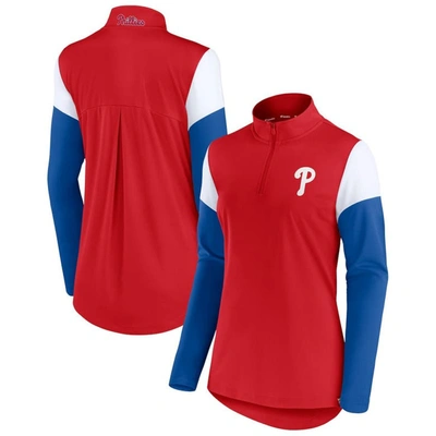 Shop Fanatics Branded Red/royal Philadelphia Phillies Authentic Fleece Quarter-zip Jacket