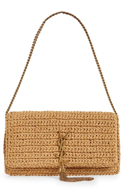 Saint Laurent Kate 99 YSL Raffia Tassel Shoulder Bag