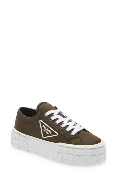 Shop Prada Double Wheel Platform Sneaker In Militare