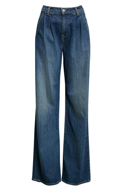 Nili Lotan Flora Pleated High-rise Wide-leg Jeans In Classic Wash