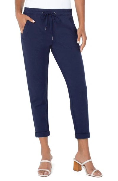 Shop Liverpool Los Angeles Roll Cuff Jogger Pants In Inkwell Navy
