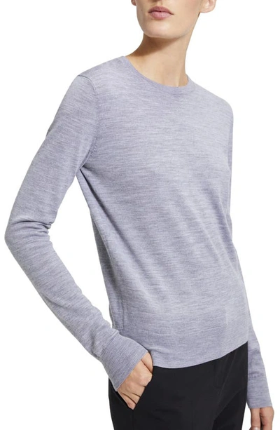 Shop Theory Regal Wool Crewneck Sweater In Cool Heather Grey