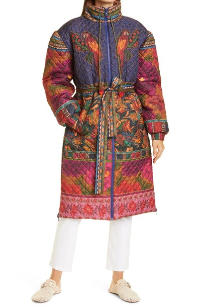 Farm Rio Mixed Patchwork Reversible Diamond Quilted Puffer Coat | ModeSens