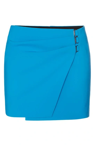 Shop Attico Techno Crêpe Wrap Miniskirt In 014 Turquoise