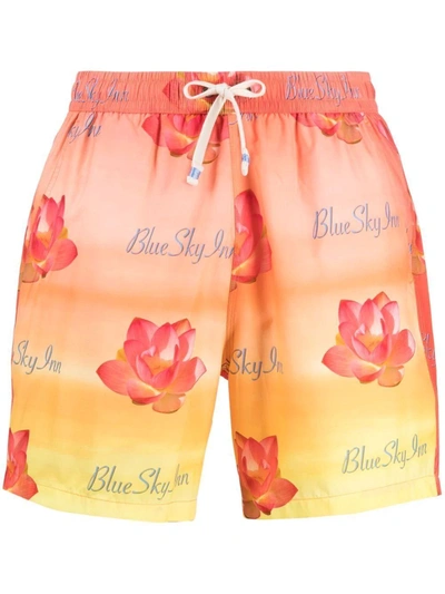 Shop Blue Sky Inn Swim Logo Shorts Orange Floral