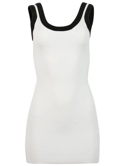 Shop Alexander Wang T Tank Dress With Logo Jacquard Trim White