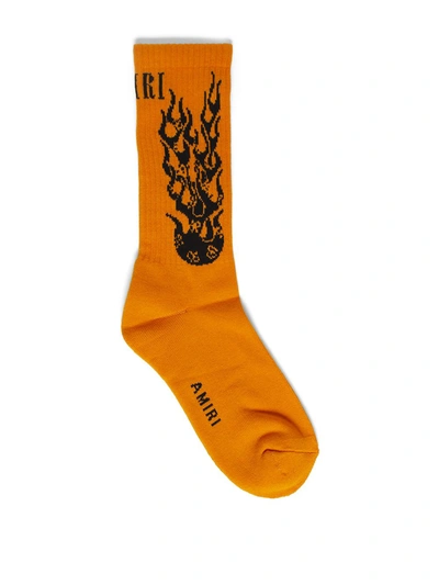 Shop Amiri Flames Socks Orange