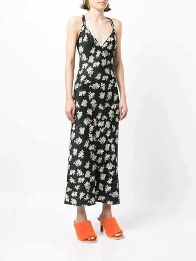 Shop Natasha Zinko Pixel Flower Slip Dress In Schwarz