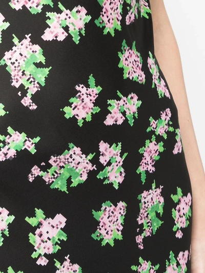 Shop Natasha Zinko Pixel Flower Slip Dress In Schwarz
