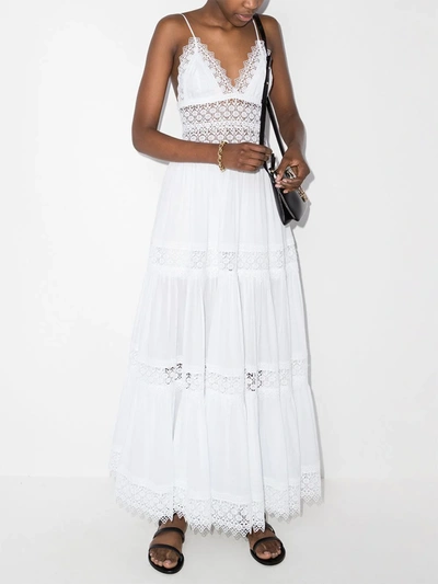 Shop Charo Ruiz Cindy Guipure-lace Maxi Dress In Weiss