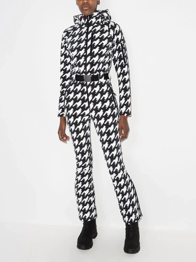 Shop Perfect Moment Houndstooth-pattern Long-sleeve Ski Suit In Schwarz