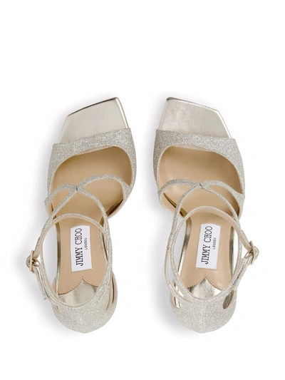 Jimmy Choo Azia 75 Metallic Leather Sandals In Silber