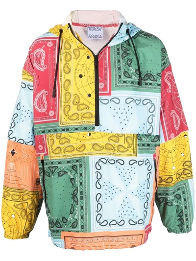 Shop Marcelo Burlon County Of Milan Bandana-print Hooded Jacket In Blau