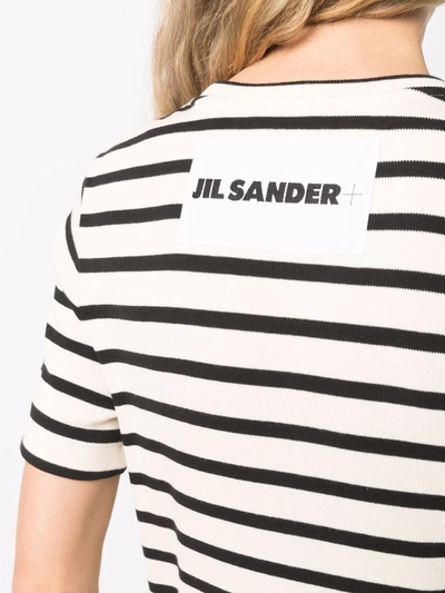 Shop Jil Sander + Striped Crew Neck T-shirt In Nude