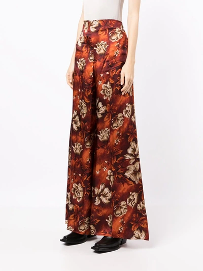 Shop Kwaidan Editions Floral-print Wide-leg Trousers In Rot