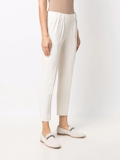 Shop Brunello Cucinelli Cropped Slim-fit Trousers In Nude