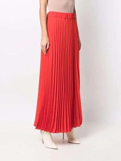 Shop P.a.r.o.s.h Pleated Maxi Skirt In Rot