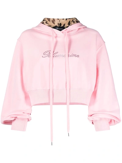 Shop Blumarine Embellished Logo Hoodie In Rosa