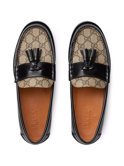 Shop Gucci Tassel-detail Gg Canvas Loafers In Schwarz