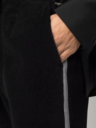 Shop Fendi Side Stripe Detail Trousers In Schwarz