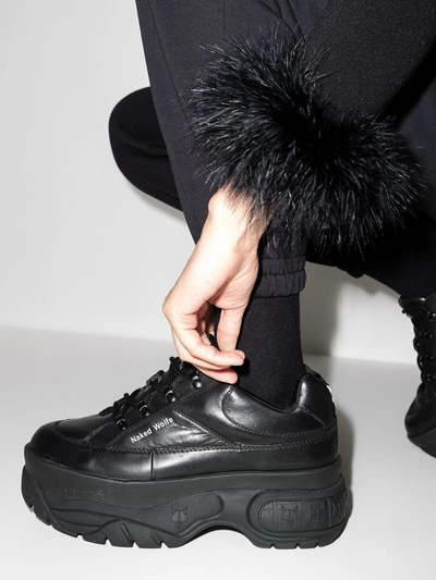 Naked Wolfe Black Sporty 70 Platform Leather Sneakers | ModeSens