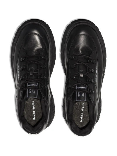 Naked Wolfe Black Sporty 70 Platform Leather Sneakers In Schwarz
