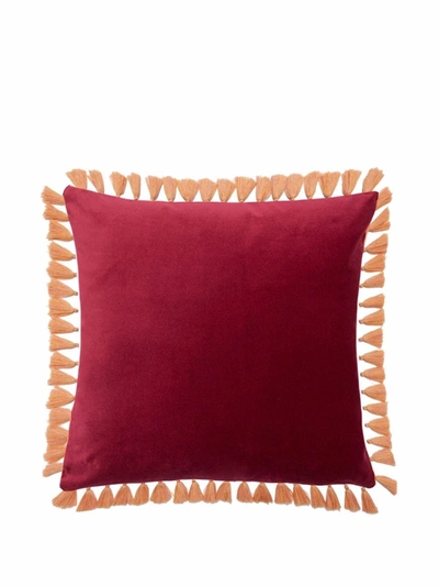 Shop La Doublej Insect-print Velvet Cushion In Rot