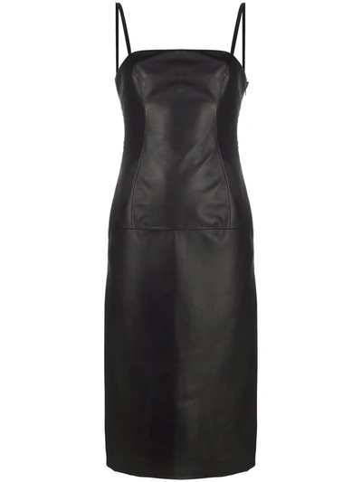 Shop Giuseppe Di Morabito Strap-detail Leather Midi Dress In Schwarz