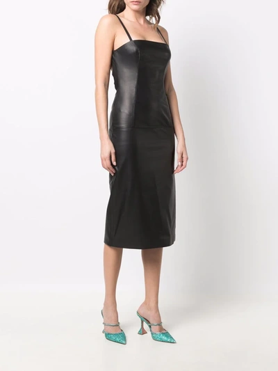 Shop Giuseppe Di Morabito Strap-detail Leather Midi Dress In Schwarz