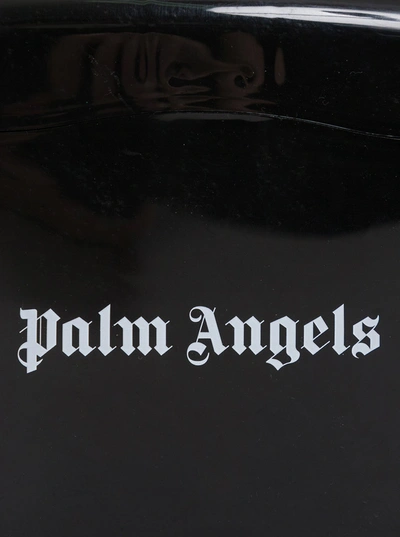 Shop Palm Angels Mini Padlock Black Crossbody Bag With Logo Print