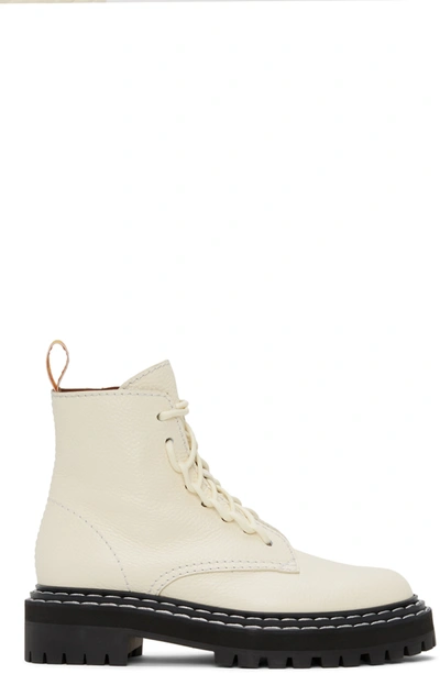 Shop Proenza Schouler Off-white Lug Sole Combat Ankle Boots In 101 Cream