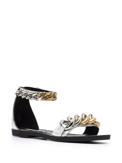 Shop Stella Mccartney Chain-link Flat Sandals In Grau