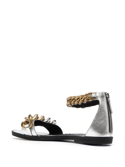 Shop Stella Mccartney Chain-link Flat Sandals In Grau