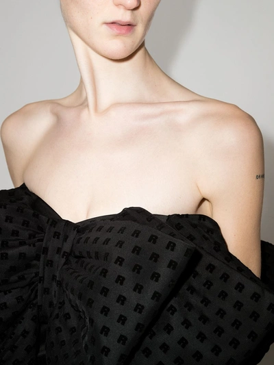 Rotate Birger Christensen Natalie Strapless Flocked Mesh-paneled Satin Mini Dress In Schwarz